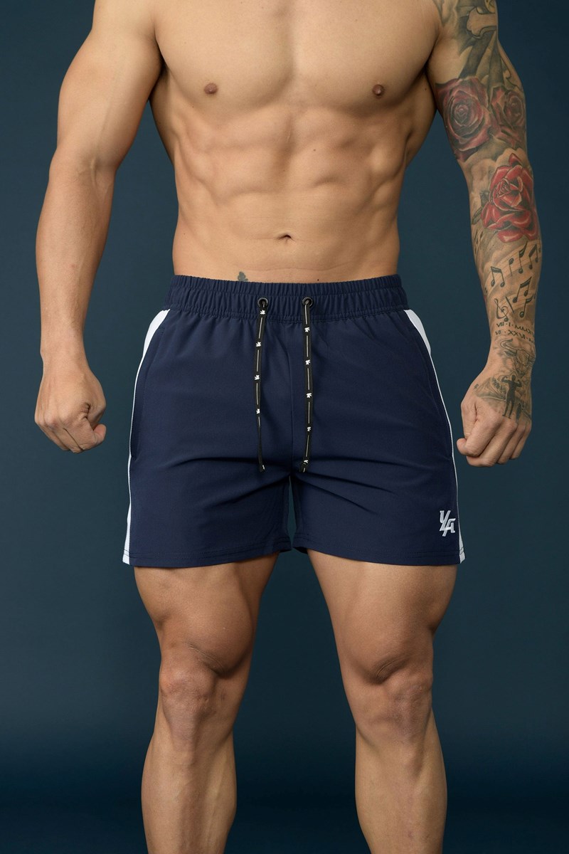 YoungLA 101 Bodybuilding Lyhyt Shorts Navy/White | HMKWY8314