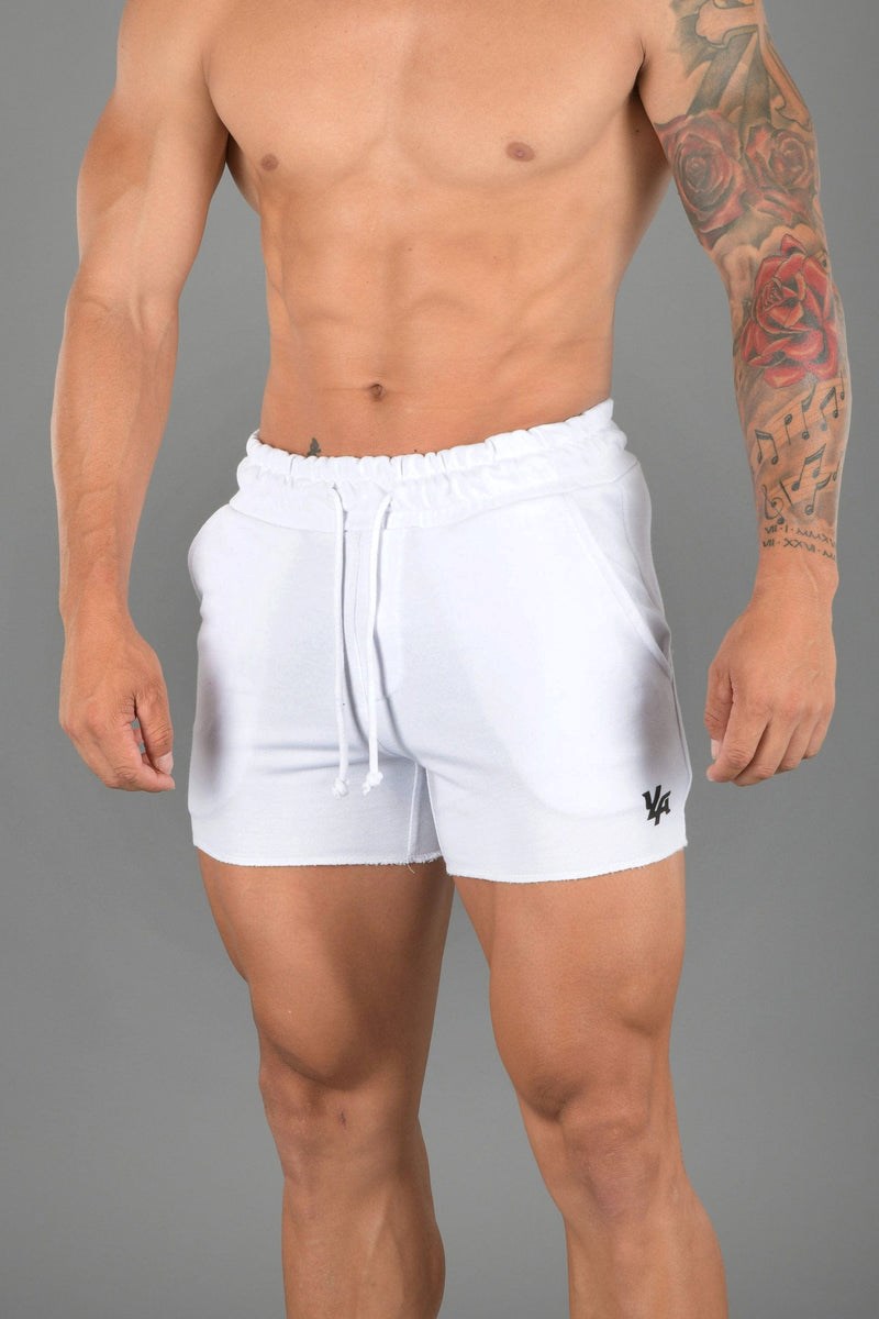 YoungLA 102 Bodybuilding French Terry Shorts Valkoinen | ZMTPC5963