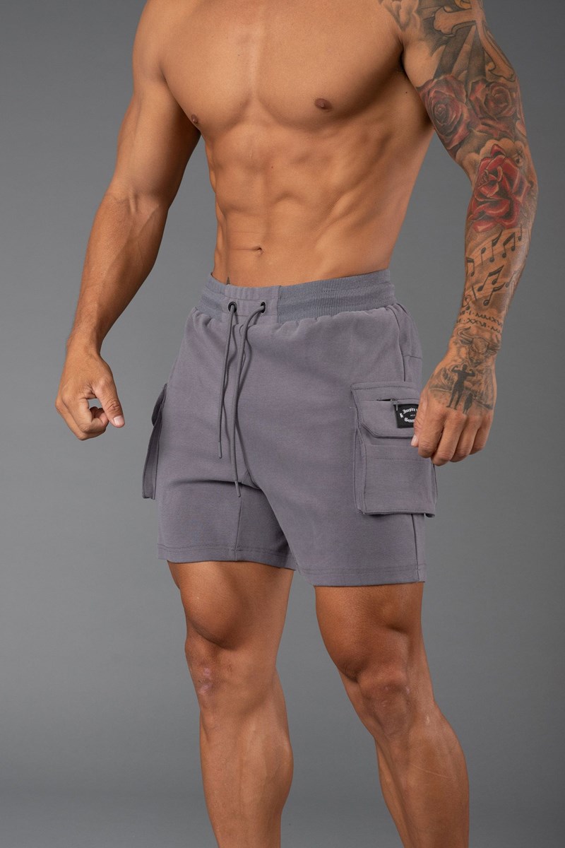 YoungLA 120 Cloud Cargo Shorts Harmaat | SZGED4108