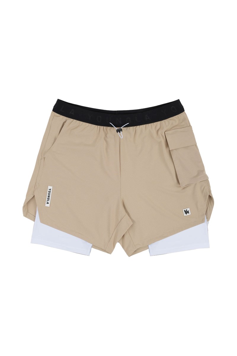 YoungLA 121 Performance Line Compression Shorts Beige | HOZNB0265