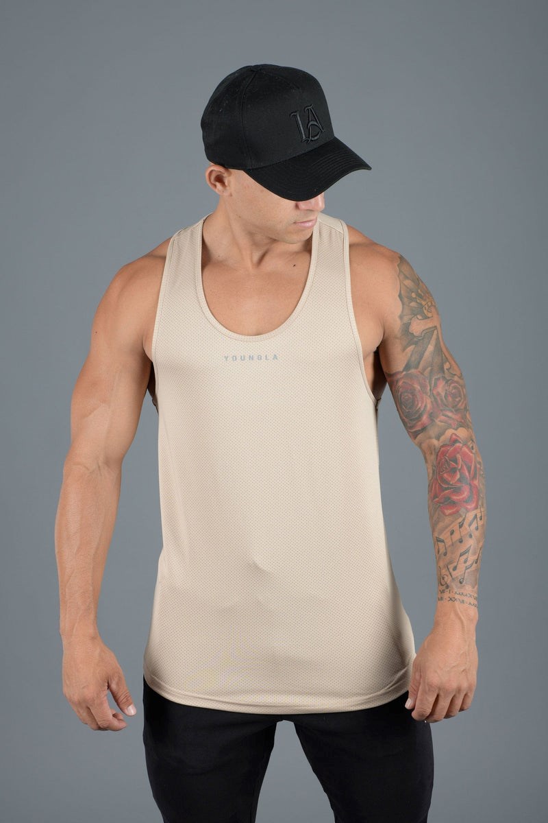 YoungLA 305 Performance Line Tank Tops Beige | MVLKT2975