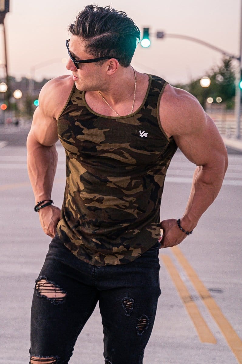 YoungLA 314 Scoop Bottom Ribbed Tank Camo | RECWK0473