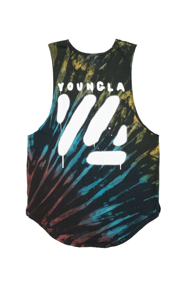 YoungLA 321 Tie Dye Bloc Cut Off Tanks Carnival | UYRJA4863