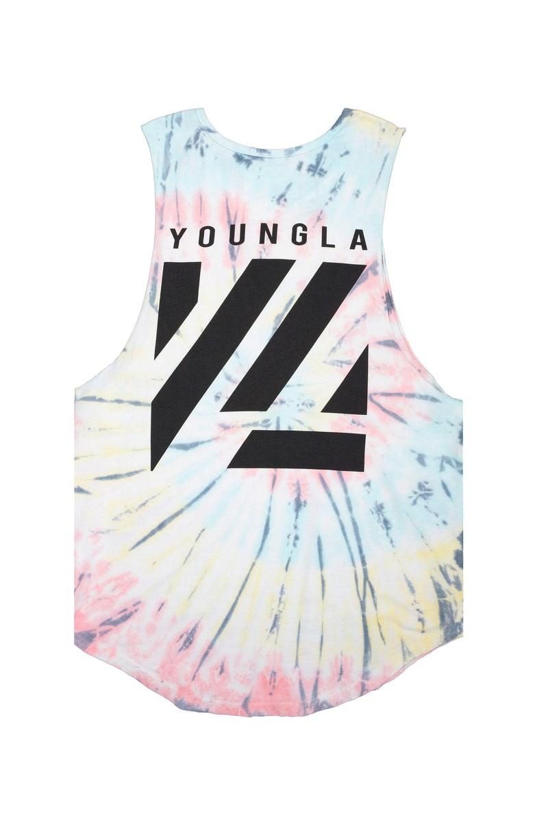 YoungLA 321 Tie Dye Bloc Cut Off Tanks Cotton Candy | WEUNS0639