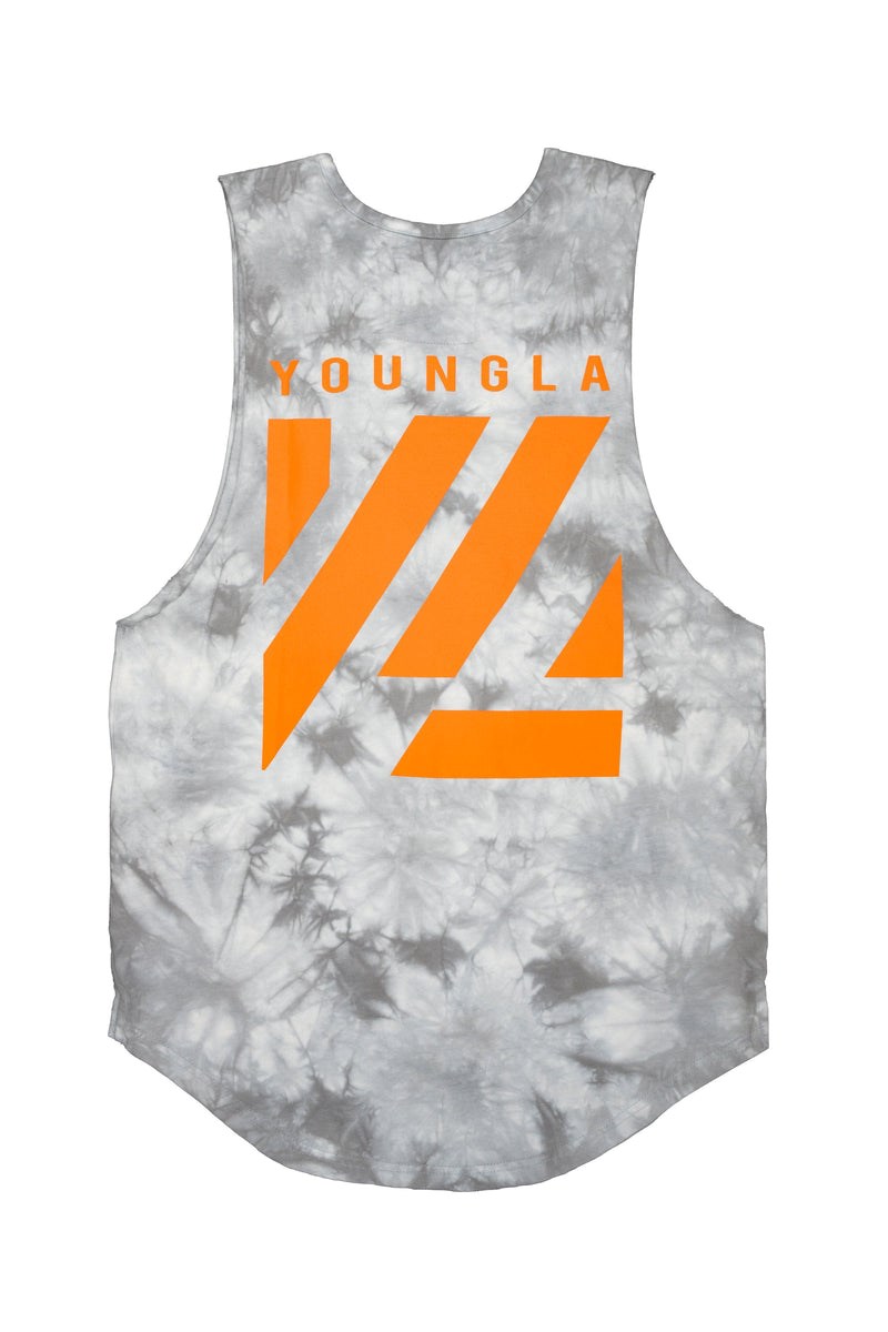 YoungLA 321 Tie Dye Bloc Cut Off Tanks Overcast | LJSEB4129