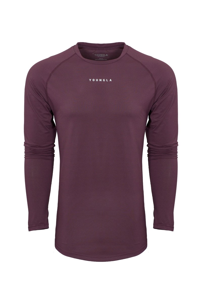 YoungLA 441 Performance Line Longsleeve Shirts Plum | XOKDB5916