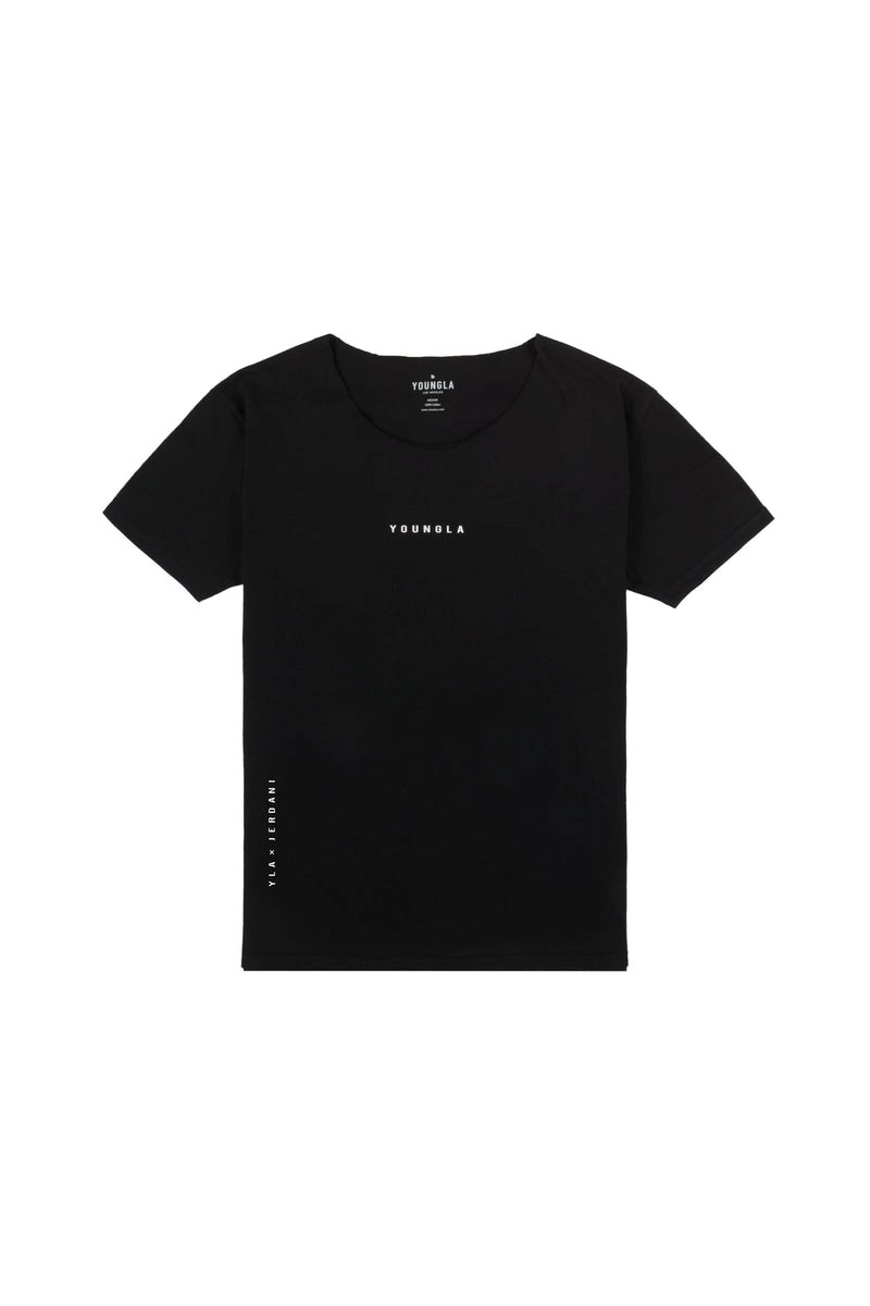 YoungLA 447 Leveät neck Raw Cut Tee Mustat | DGSUK3284