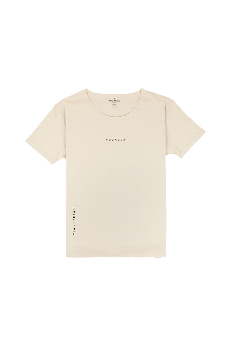 YoungLA 447 Leveät neck Raw Cut Tee Tan | KOWHZ1403