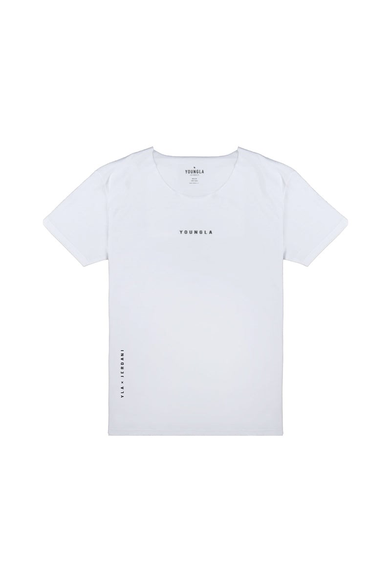 YoungLA 447 Leveät neck Raw Cut Tee Valkoinen | VGEOK6423