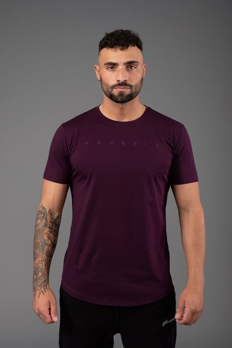 YoungLA 459 Monochrome Fitted Tees Plum | YKEZR1274