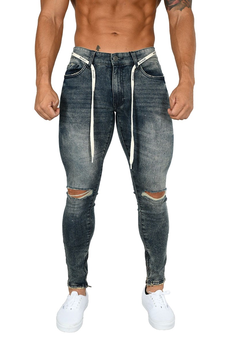 YoungLA 605 DISTRESSED DENIM JEANS Sininen | ODJVL0712