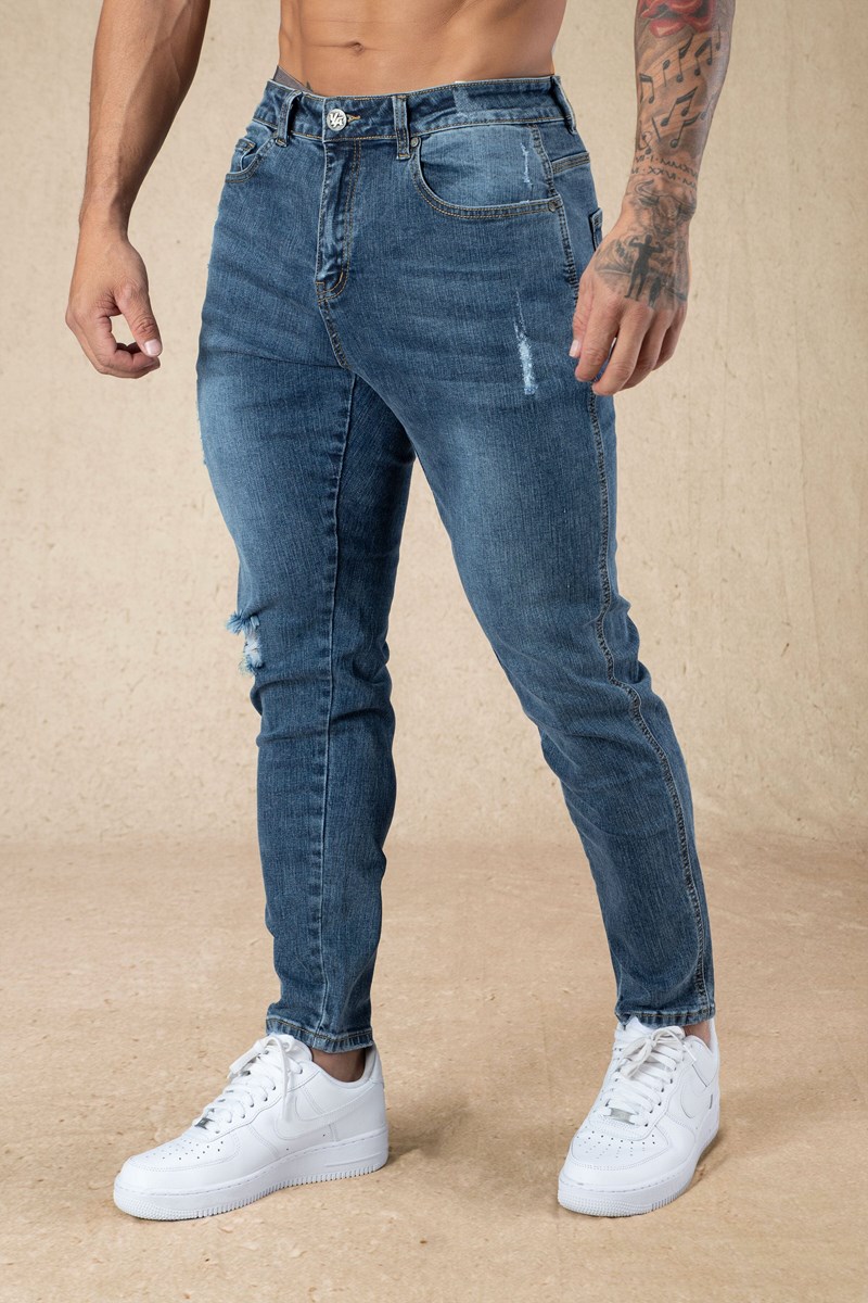 YoungLA 607 Tailored Slim Fit Jeans Sininen Pesu | OLWTE1493