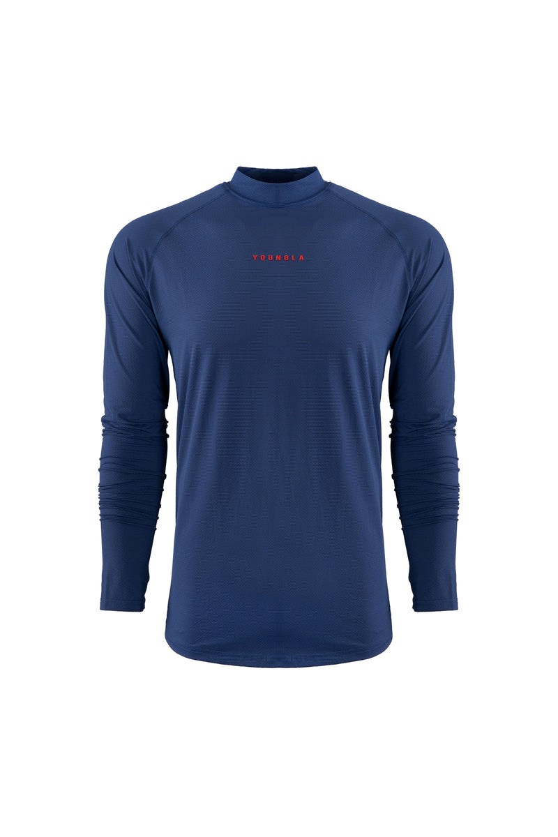 YoungLA 808 High Neck Compression Shirt Laivastonsininen | RQXUZ5319