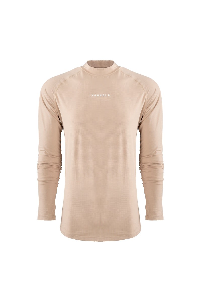 YoungLA 808 High Neck Compression Shirt Beige | SMFHN1653