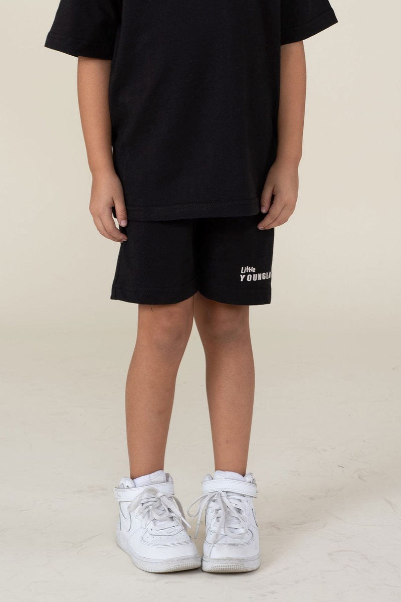 YoungLA L101 High-Density Logo Shorts Mustat | BOUYZ7948