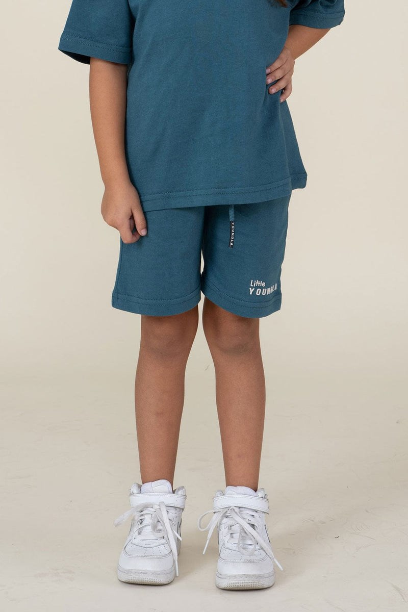 YoungLA L101 High-Density Logo Shorts Teal | NRJVE5470