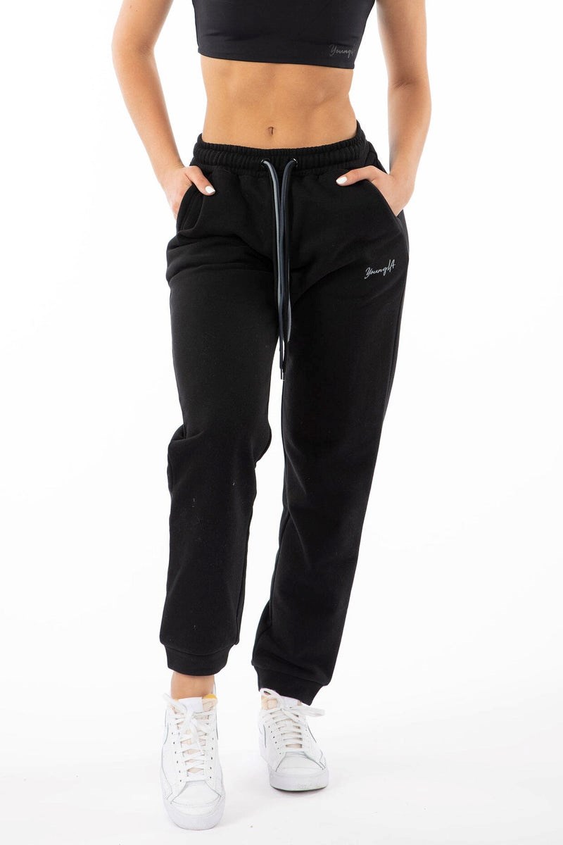 YoungLA W207 Triple String Joggers Mustat | MXDPT8265