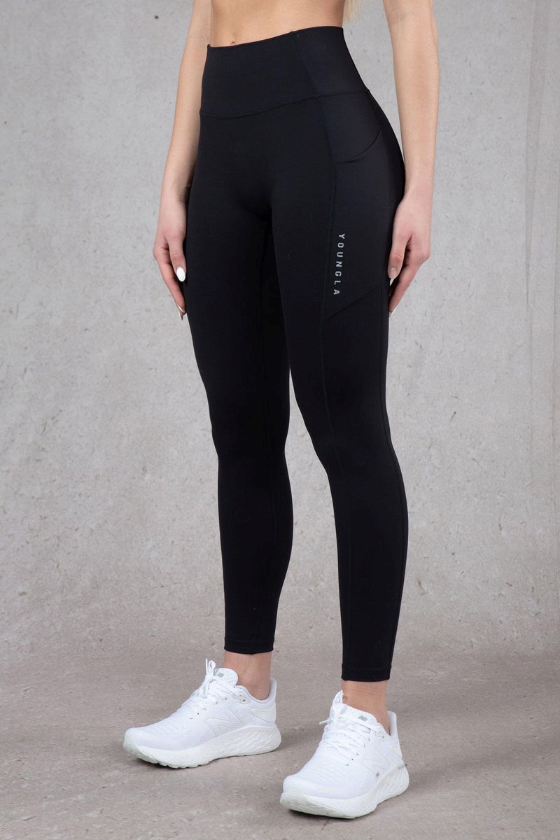 YoungLA W214 Power Leggings Mustat | PRXGK4217