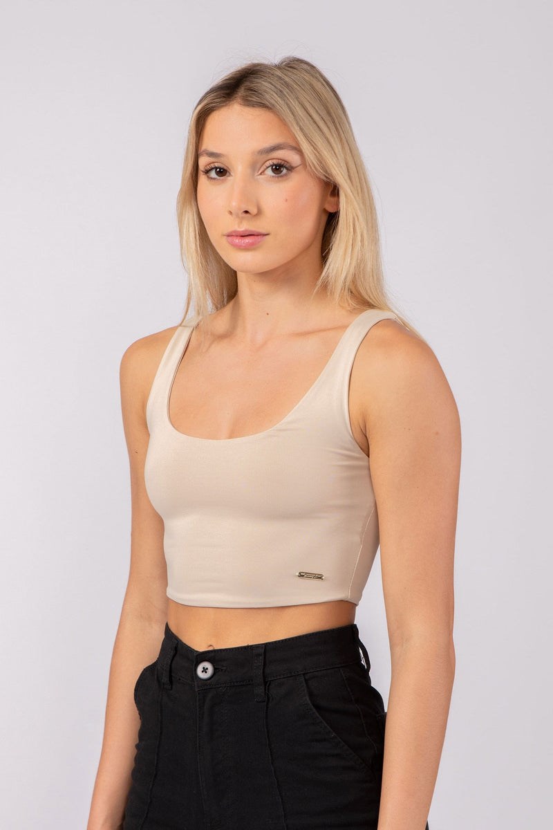 YoungLA W304 Scoop Neck Crop Tank Vaalean | ZOPGM9054