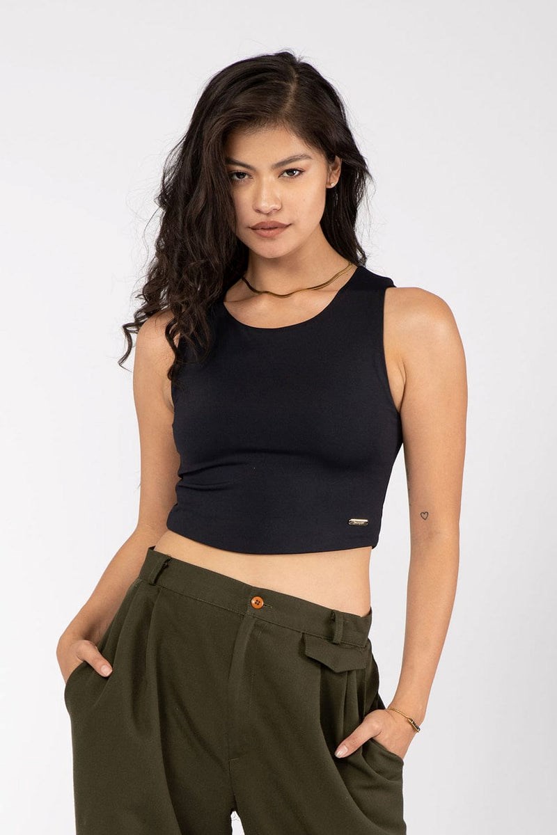 YoungLA W305 Full Cover Crop Tank Mustat | JZGFO6791