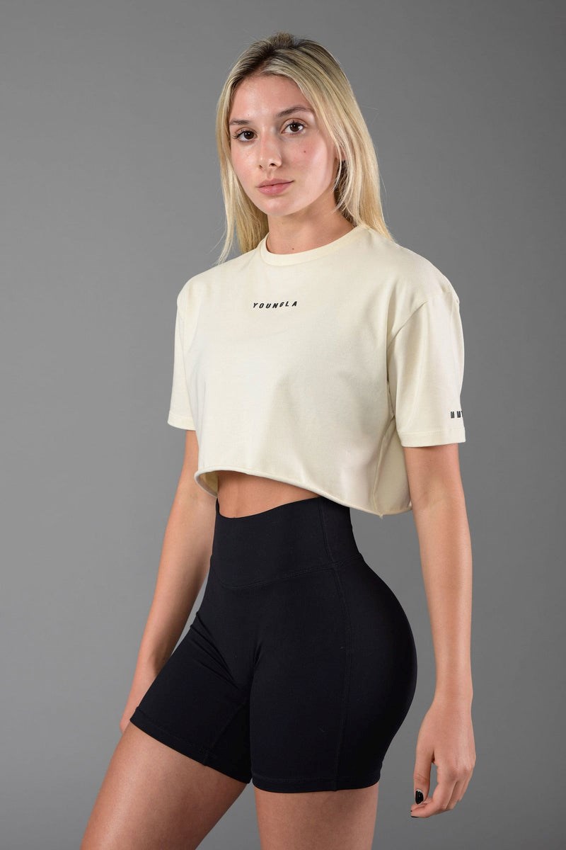 YoungLA W403 Established Cropped T-shirt Cold Foam | CLMTE7901