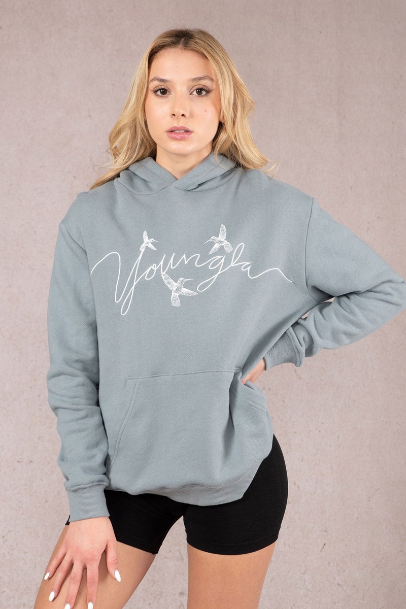 YoungLA W509 Hummingbird Oversized Hoodie Sininen | KBMND0258