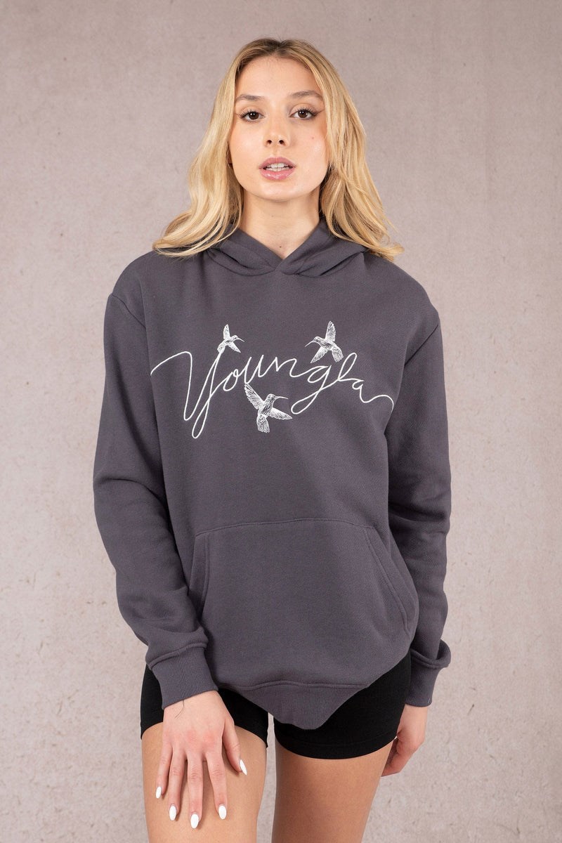 YoungLA W509 Hummingbird Oversized Hoodie Coal | UOZWS6287