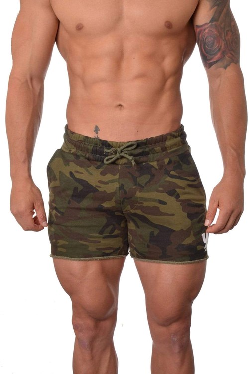 YoungLA 102 Bodybuilding French Terry Shorts Camo | WPVDR5284