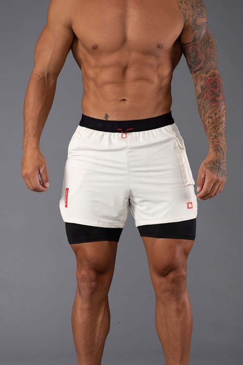 YoungLA 121 Performance Line Compression Shorts Off-White | CIDJG0894