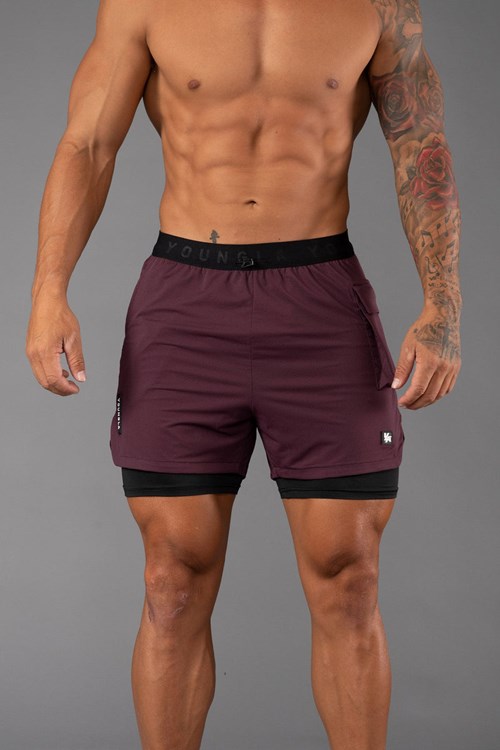 YoungLA 121 Performance Line Compression Shorts Plum | MGWFB9476