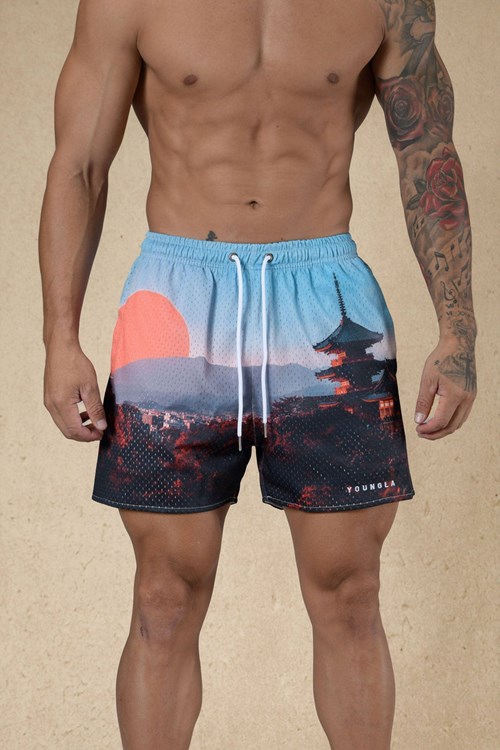 YoungLA 135 House Party Shorts Japanese Sunrise | LGHSN2967