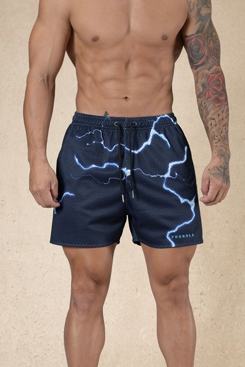 YoungLA 135 House Party Shorts Midnight Lightning | ABIEQ6921