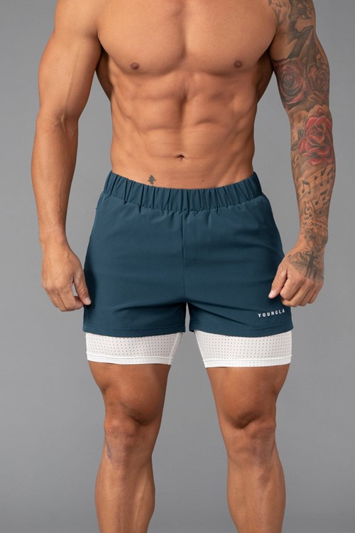 YoungLA 144 Peak Velocity Compression Shorts Teal | RBVOE8346