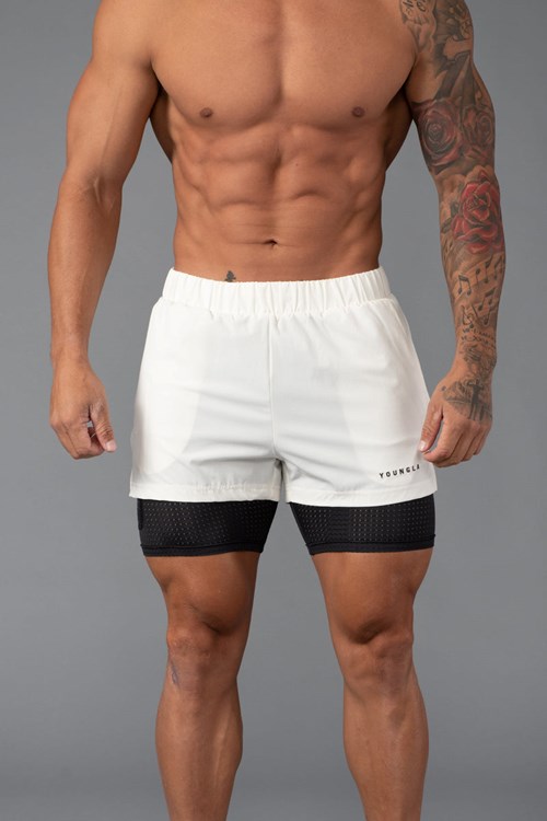 YoungLA 144 Peak Velocity Compression Shorts Off-White | YEQUI5201