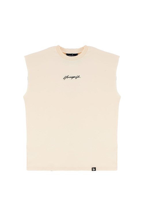 YoungLA 328 Drop Shoulder Cut Offs Off-White | STWME3265