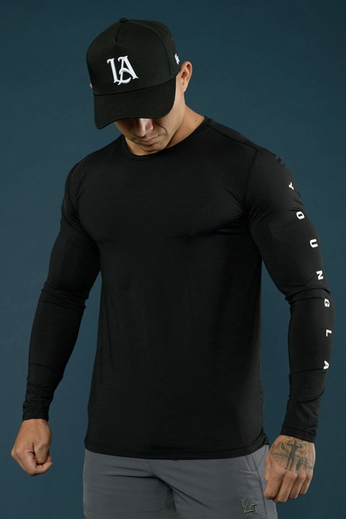 YoungLA 424 Zephyr Compression Long Sleeves Mustat | EOSPF6097