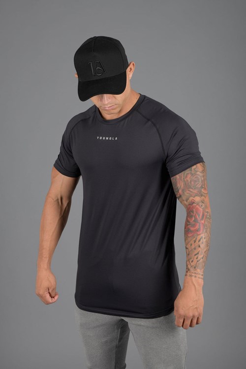 YoungLA 440 Performance Line Lyhyt Sleeve Shirts Mustat | WMHYI5903