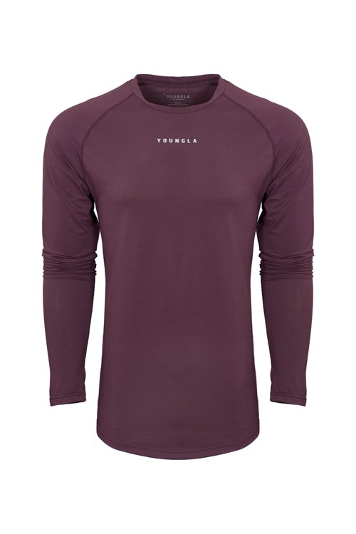 YoungLA 441 Performance Line Longsleeve Shirts Plum | XOKDB5916