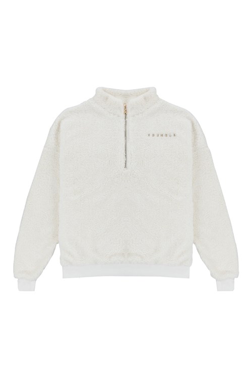 YoungLA 505 Quarter Zip Teddy Fleece Offwhite | ARFSO9824