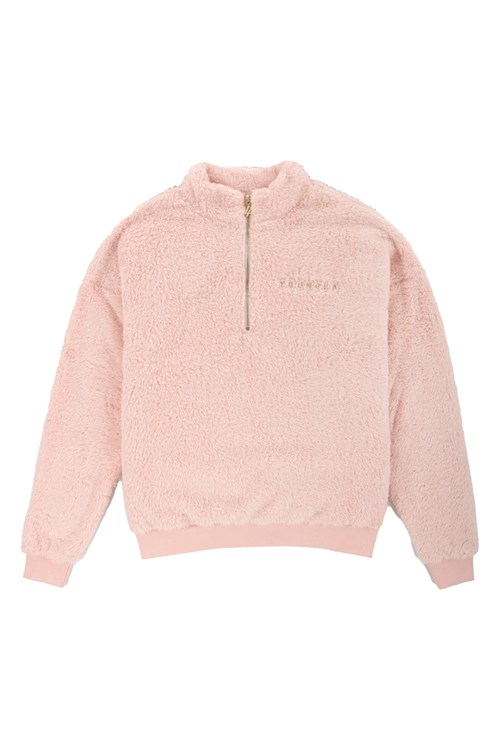 YoungLA 505 Quarter Zip Teddy Fleece Pale Mauve | YQZJT4072