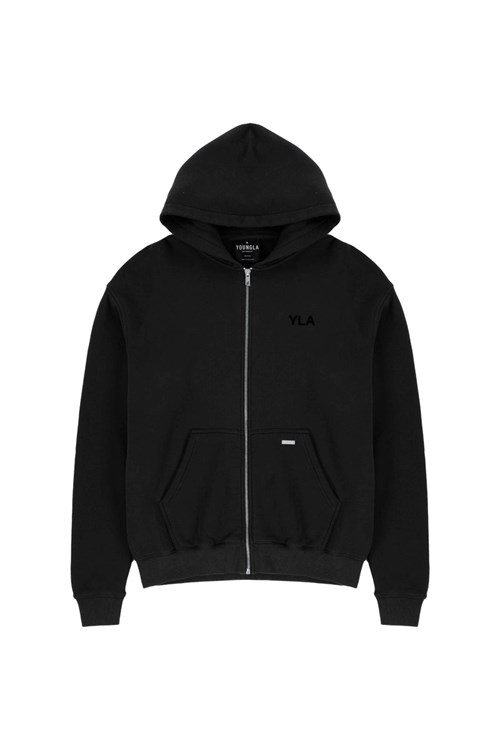 YoungLA 515 Monarch Zip-up Hoodie Mustat Pesu | FCRVS8295