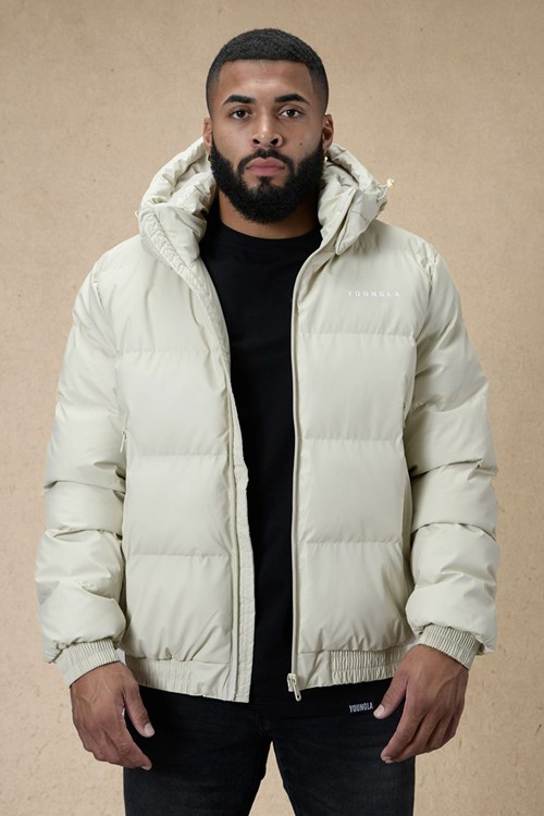 YoungLA 554 Brooklyn Puffer Jacket Off-White | JQKIP6983