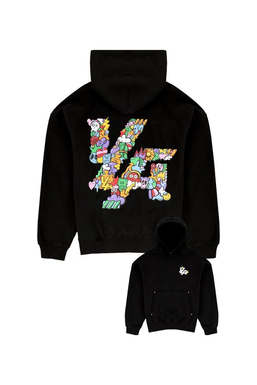 YoungLA 560 Trippy Logo Hoodies Mustat | EMVJS7849