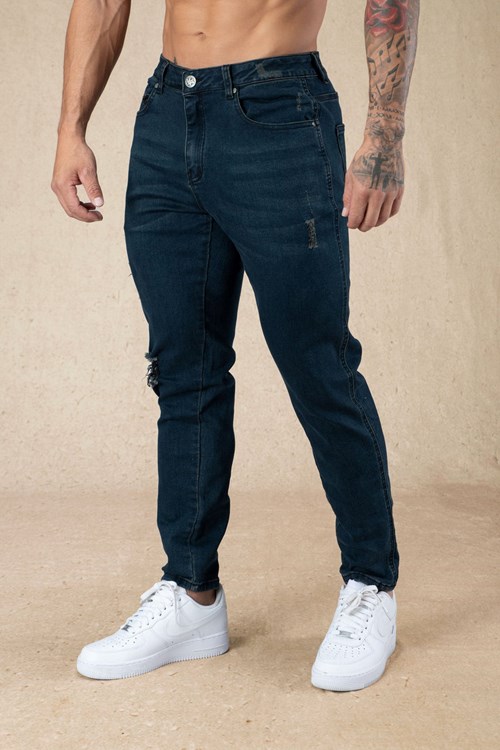 YoungLA 607 Tailored Slim Fit Jeans Laivastonsininen Pesu | BLCGY9412