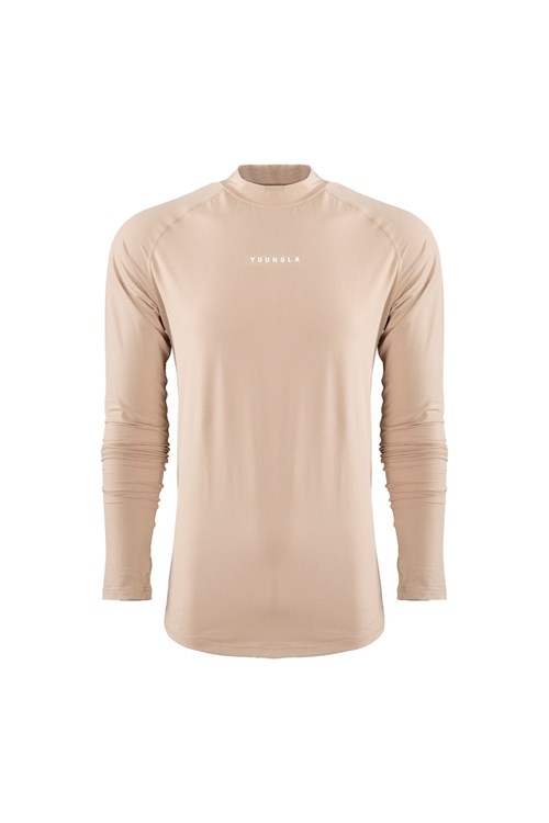 YoungLA 808 High Neck Compression Shirt Beige | SMFHN1653