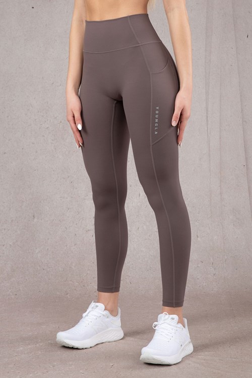 YoungLA W214 Power Leggings Plum Truffle | UXPLF2173