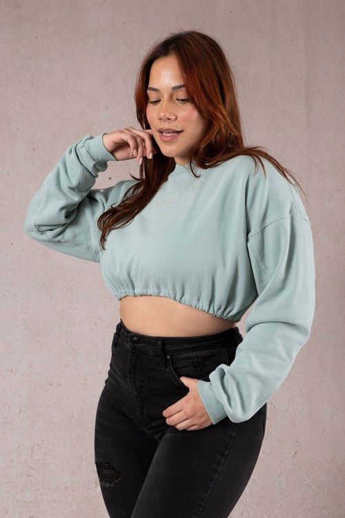 YoungLA W507 Scrunch Cropped Sweatshirt Minttu Pesu | CKTGO6581